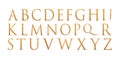 Golden elegant letters of the alphabet. with relief on a white background. Wedding alphabet.